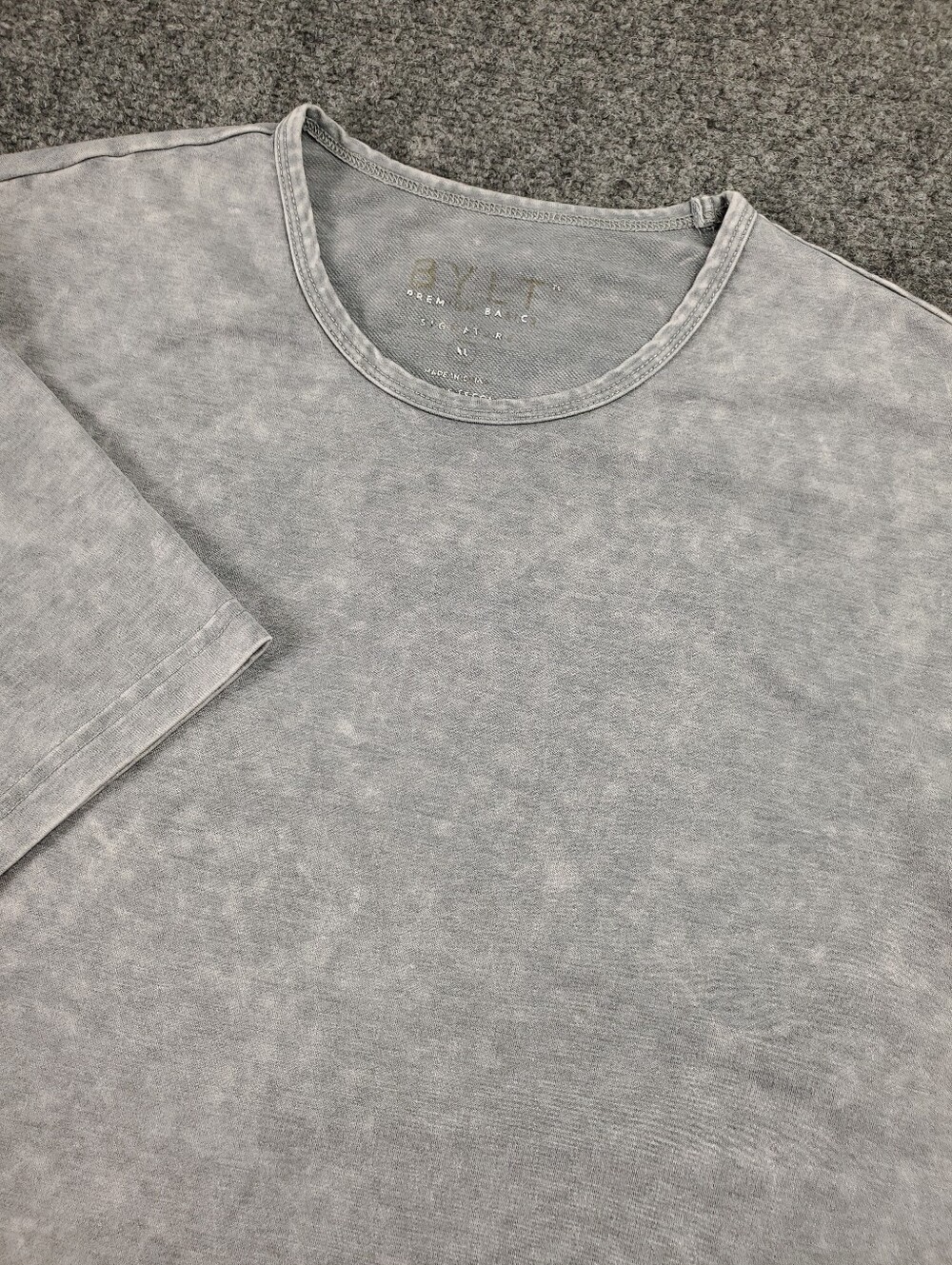 BYLT Basics Signature Drop Cut Short Sleeve Tee XL Gray Acid Wash Curved Hem